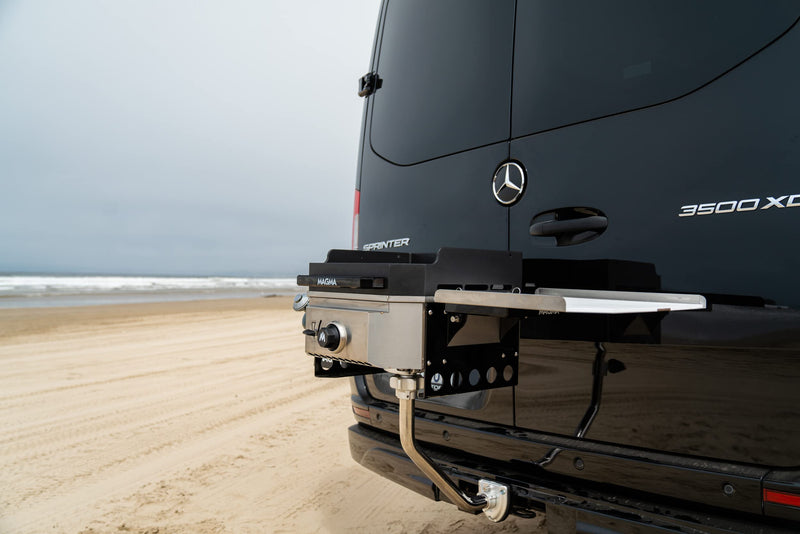 Magma 2" Trailer Hitch Slide Mount T10-343 - Locking BBQ Grill and Table Mount for RV, Camping, and Tailgating, Stainless Steel and Anodized Aluminum