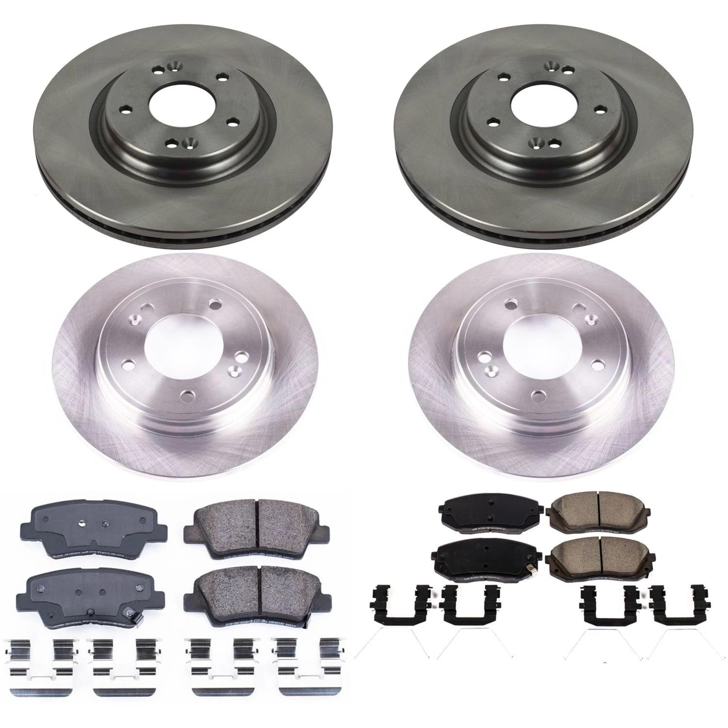 Power Stop KOE8345 Replacement Brake Kit-OE Front and Rear Brake Rotors & Ceramic Pads For Hyundai Veloster 2019-2021, Kia Forte 2020-2022 [Model Specific]