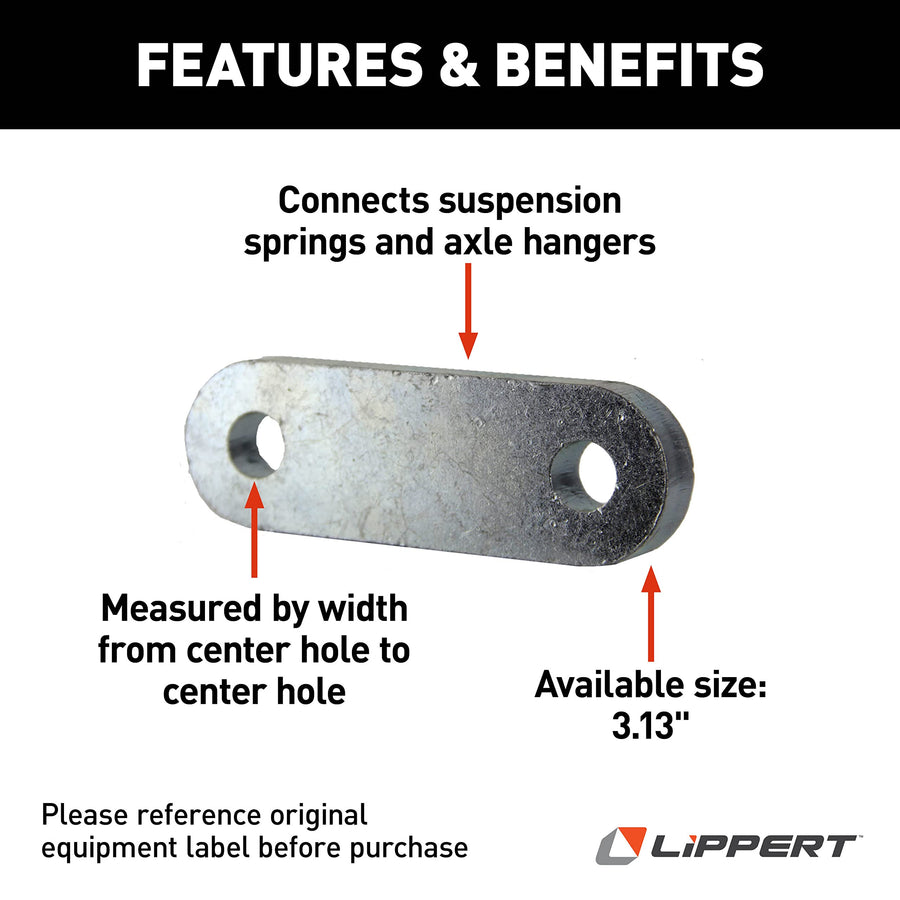Lippert 3.13" Heavy-Duty Replacement Shackle Link Assembly for RV Trailer Suspension Systems, Connect Suspension Springs and Axle Hangers - 1567651