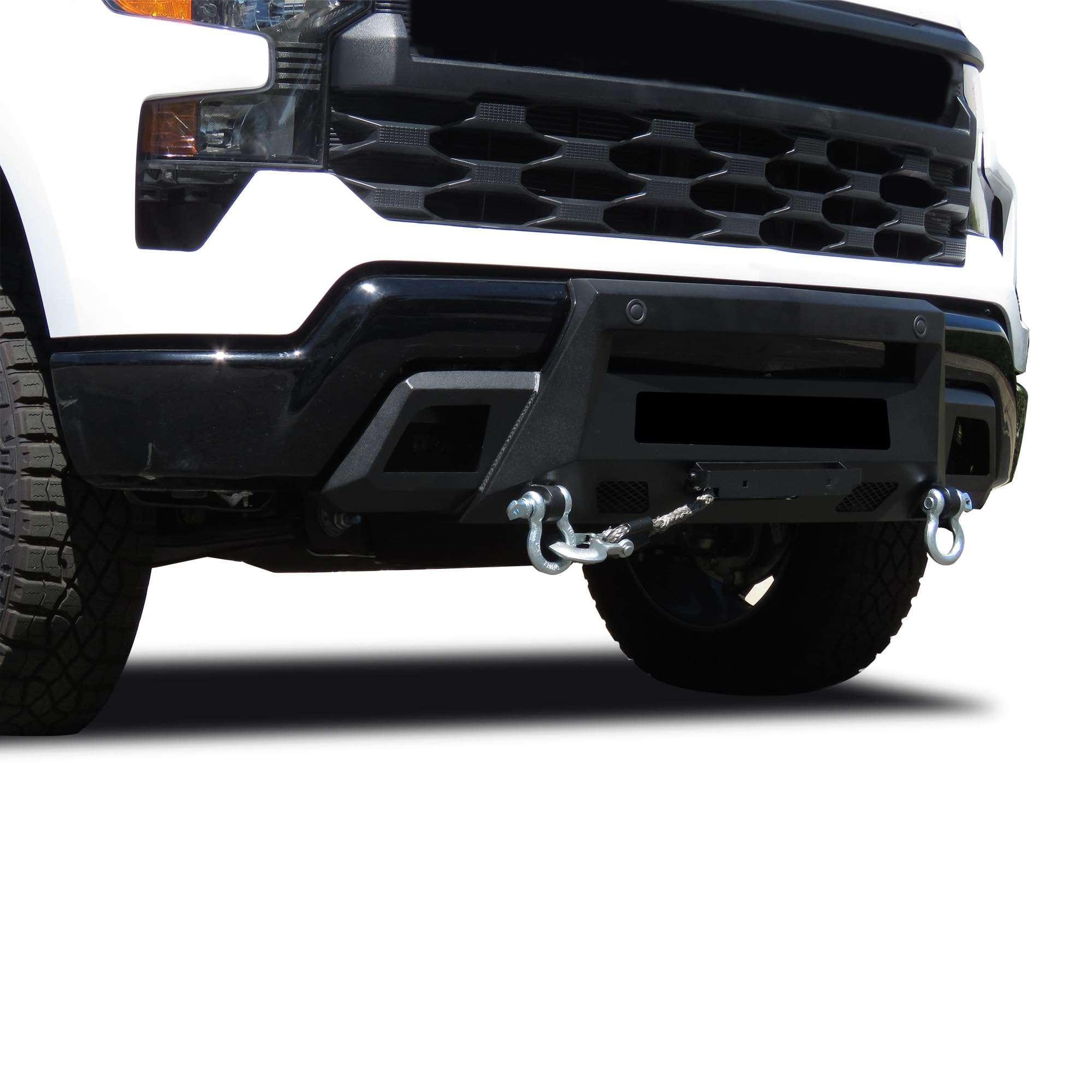 Heavy Duty Black Horse Armour III Front Winch Bumper with Winch Textured Black Compatible with 2022-2024 Chevrolet Silverado 1500-AR3HD06NL-W12