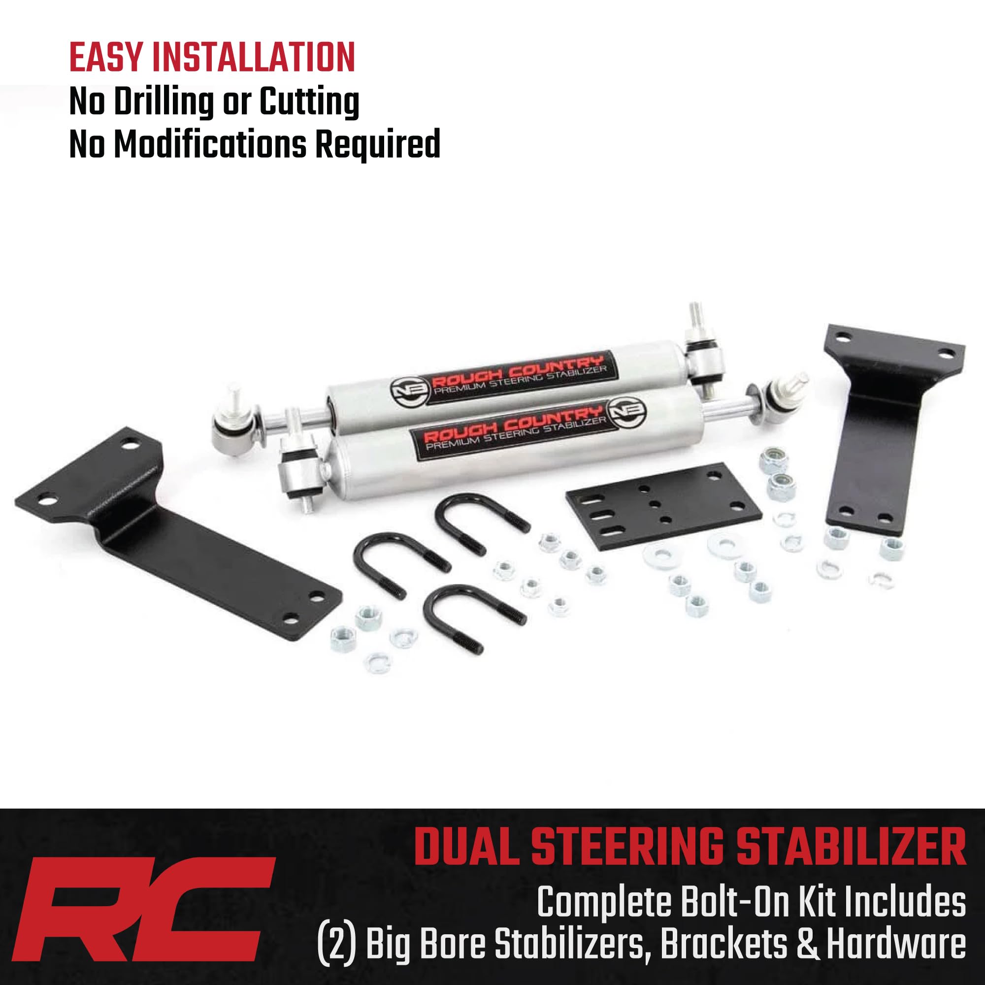 Rough Country Dual N3 Steering Stabilizer for 1999-2004 Super Duty 4WD - 8749030