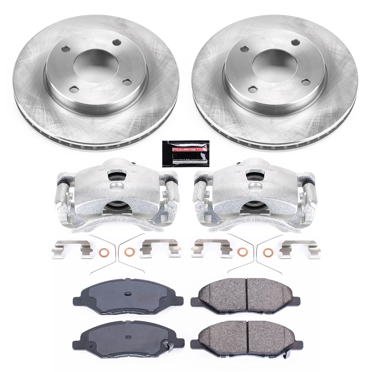 Power Stop KCOE5862 Replacement Autospecialty Front Caliper Kit-Rotors, Ceramic Brake Pads, Calipers For Nissan Versa 2009-2011 [Model Specific]