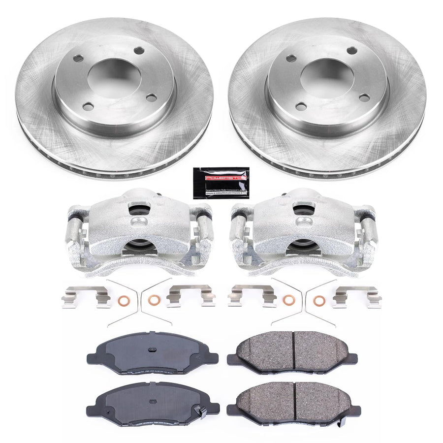 Power Stop KCOE5862 Replacement Autospecialty Front Caliper Kit-Rotors, Ceramic Brake Pads, Calipers For Nissan Versa 2009-2011 [Model Specific]