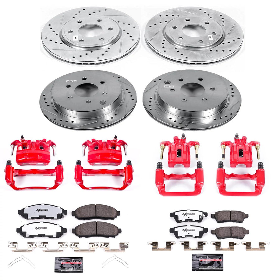 Power Stop Z36 KC4063-36 Truck & Tow Front and Rear Brake Caliper Kit- Brake Rotors, Brake Pads, Brake Calipers