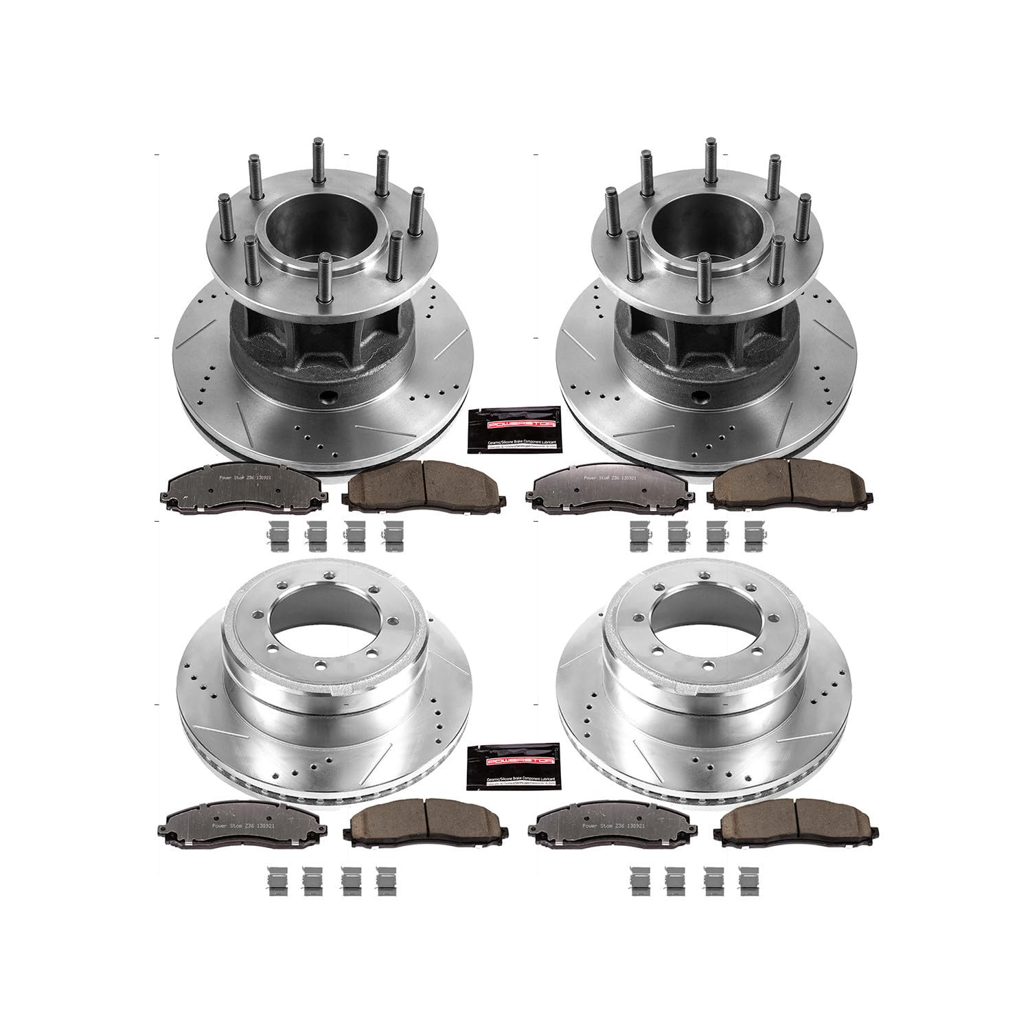 Power Stop Z36 Truck & Tow Front and Rear Brake Kit K6822-36, Carbon Fiber Ceramic Brake Pads and Drilled/Slotted Brake Rotors