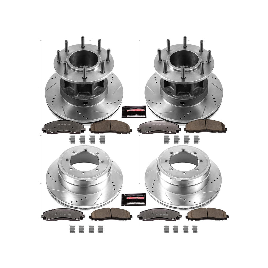 Power Stop Z36 Truck & Tow Front and Rear Brake Kit K6822-36, Carbon Fiber Ceramic Brake Pads and Drilled/Slotted Brake Rotors