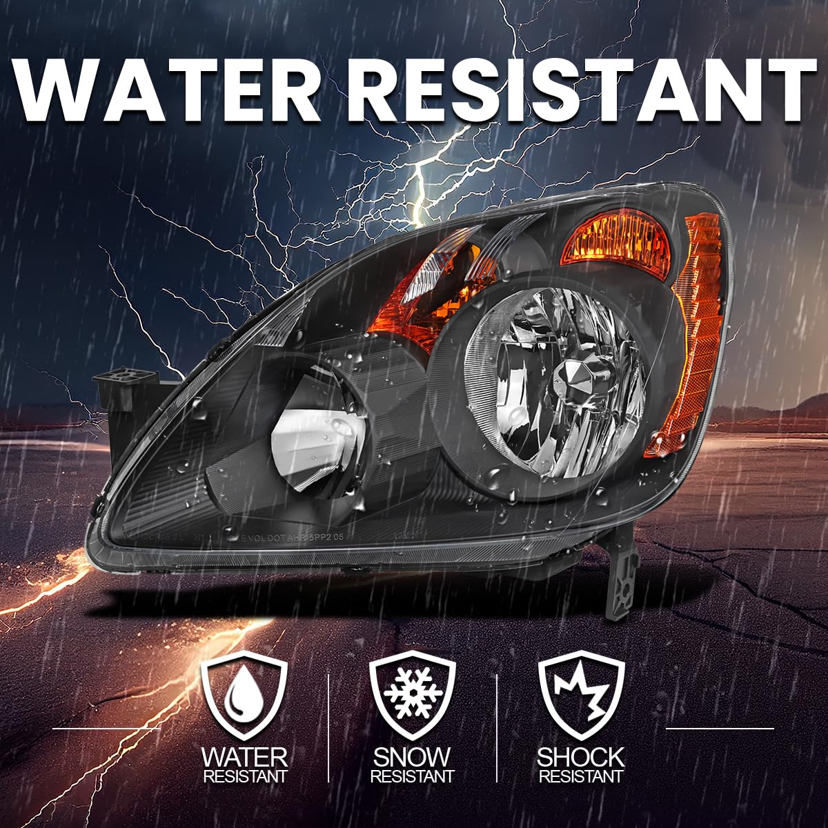 Black Headlights SPEC-D TUNING Compatible with 2005-2006 Honda CR-V models made in Japan only