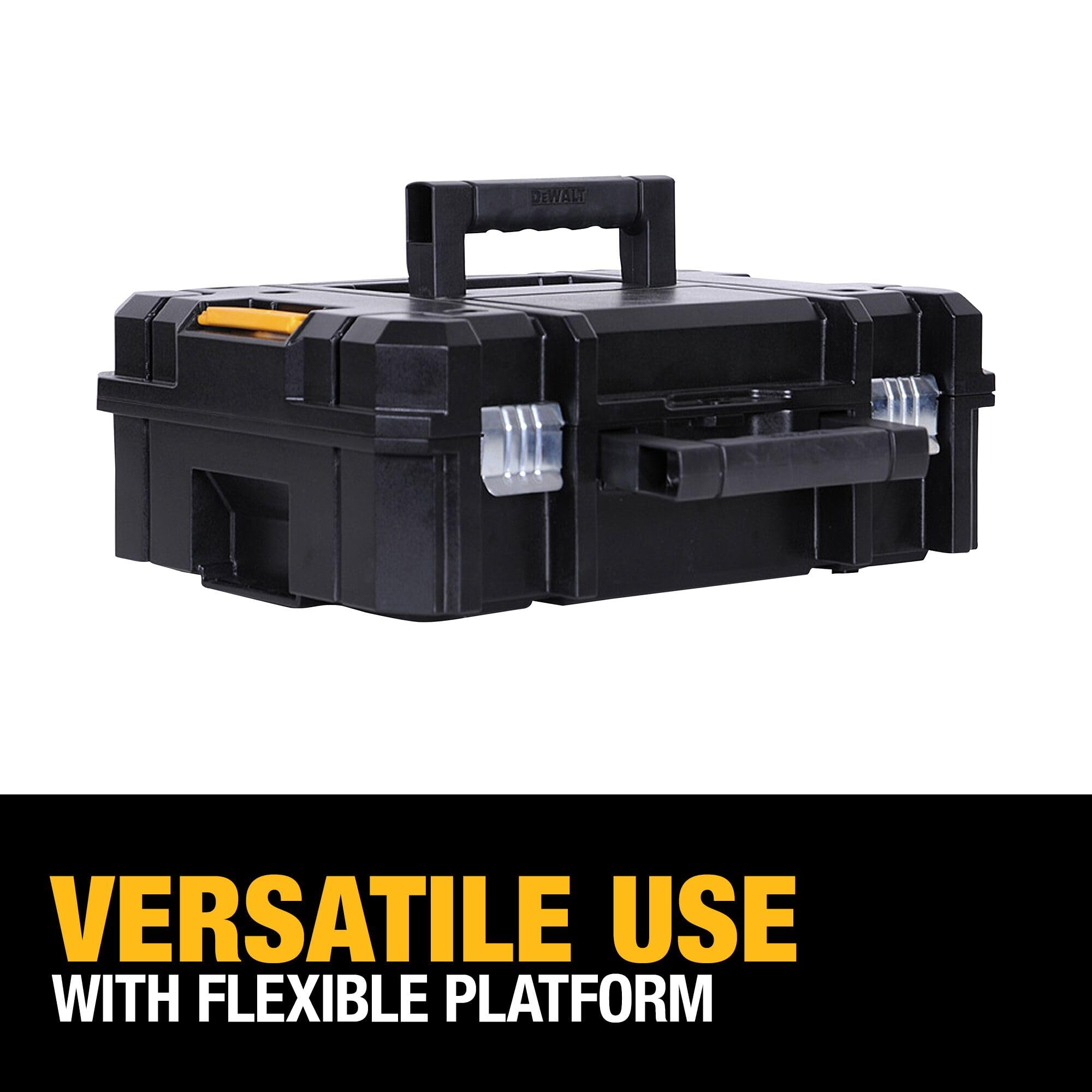 DEWALT Tool Box TSTAK II, Flat Top Storage Case, Organizer Box Holds Up To 66 lbs, Flexible Platforms for Stacking, 13 Inch (DWST17807)
