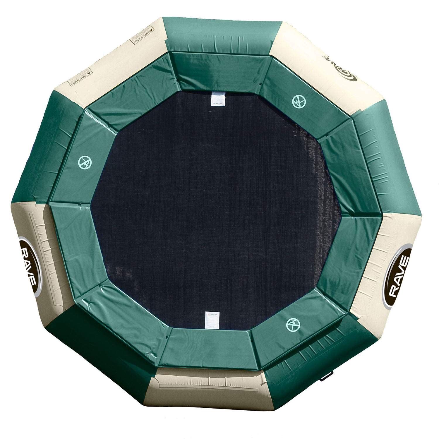 Aqua Jump RAVE Sports Inflatable Water Trampoline, 12FT / 15FT / 20FT, Recreational Bouncer with Springs, Sturdy Ladder, Heavy Duty Swimming Platform, Reinforced PVC Tube, Durable Nylon Surface