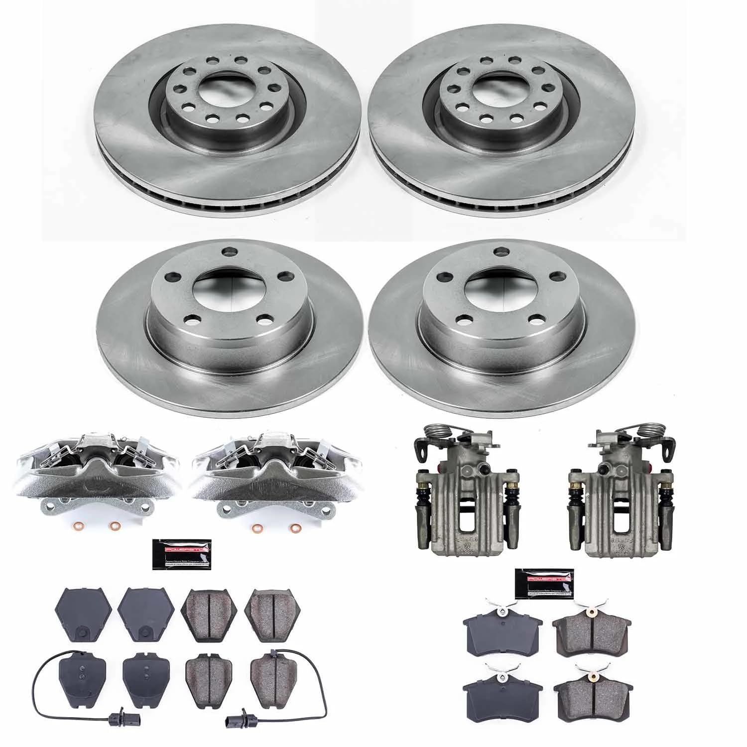 Power Stop KCOE950 Front and Rear Brake Caliper Kit- Brake Rotors, Brake Pads & Calipers For Audi A6 Quattro 2002-2004 [Model Specific]