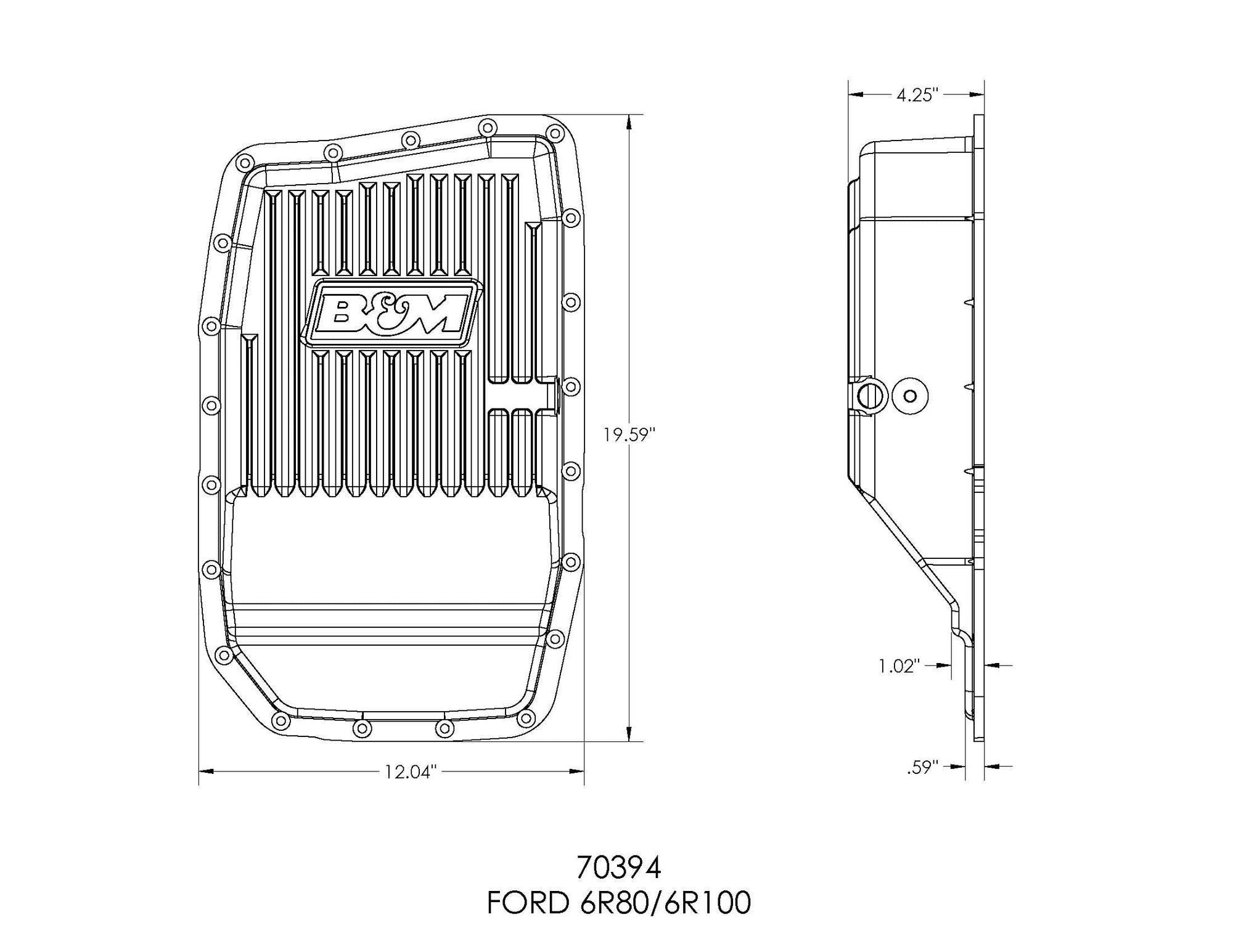 Transmission Pan B&M 70394, black anodized