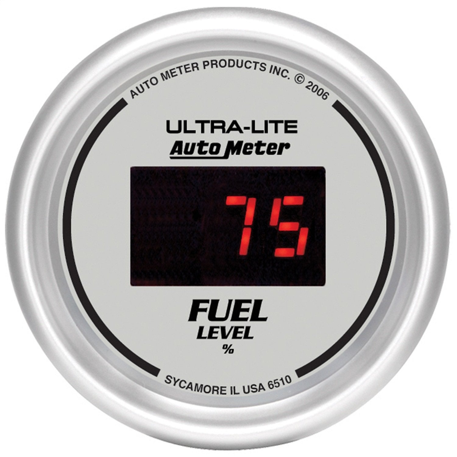 Auto Meter 6510 Digital Ultra-Lite 2-1/16" 0-280 ohm Programmable Fuel Level Empty - Full Range Gauge