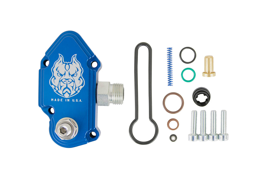 Sinister Diesel Blue Spring Kit - Adjustable Billet Spring Housing with Fuel Regulator Kit - Ford Blue Spring Kit 6.0 Powerstroke – Fast Install For 2003-2007 Ford Powerstroke 6.0L