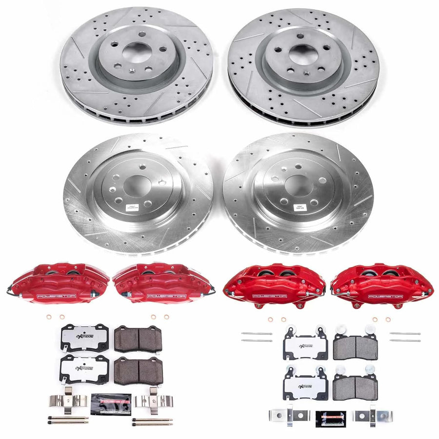 Power Stop Z26 KC5603-26 Street Warrior Front and Rear Caliper Kit-Rotors, Carbon-Fiber Ceramic Brake Pads, Calipers For Chevrolet Camaro 2010-2015 [Model Specific]