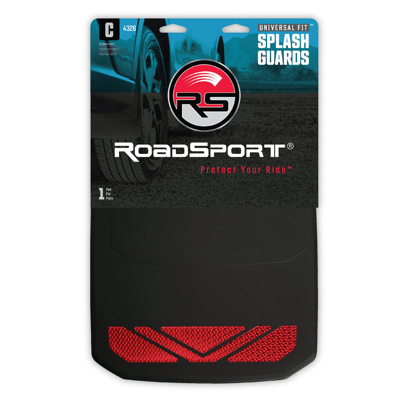 RoadSport 4326 Universal Fit 'C' Series Premiere Splash Guard (Black with Red Prism; 18" Height x 10-3/8" Wide)
