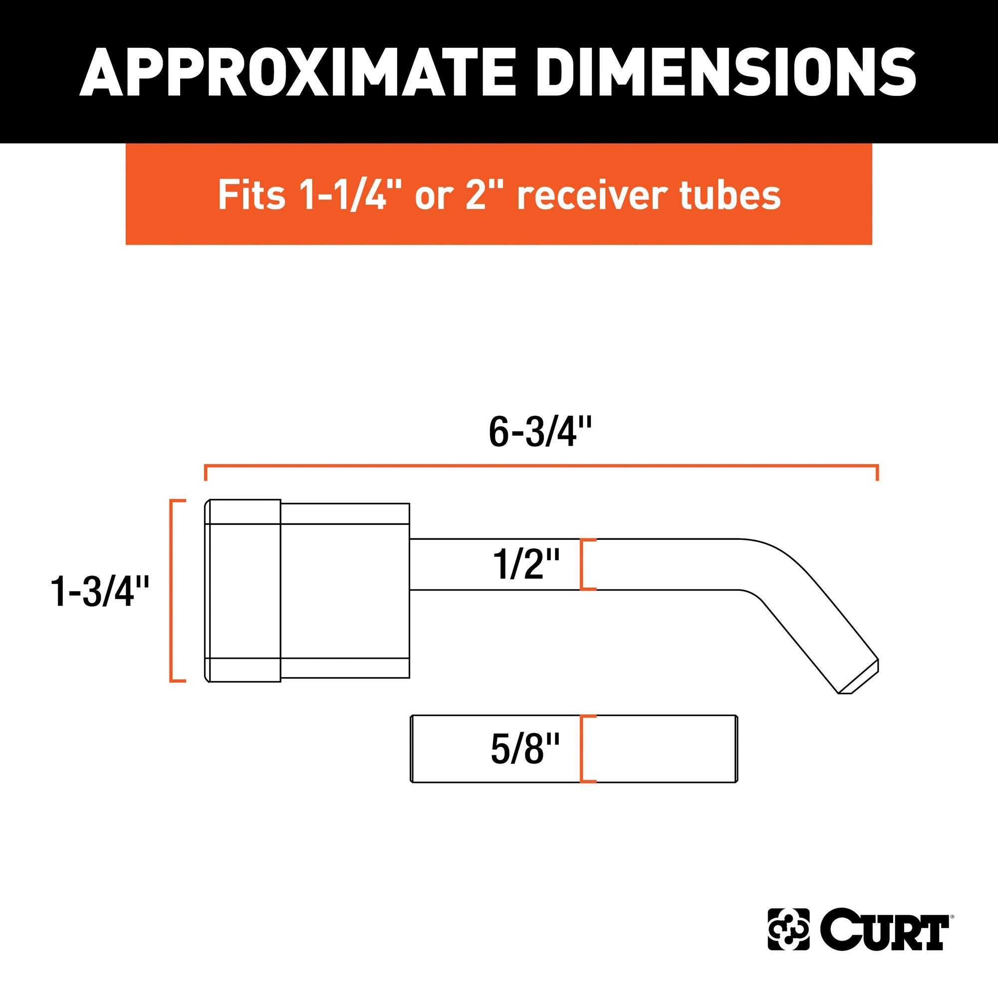 CURT Trailer Hitch Lock 23024, 1/2-Inch Pin Diameter, 5/8-Inch Adapter, Fits 1-1/4 or 2-Inch Receiver