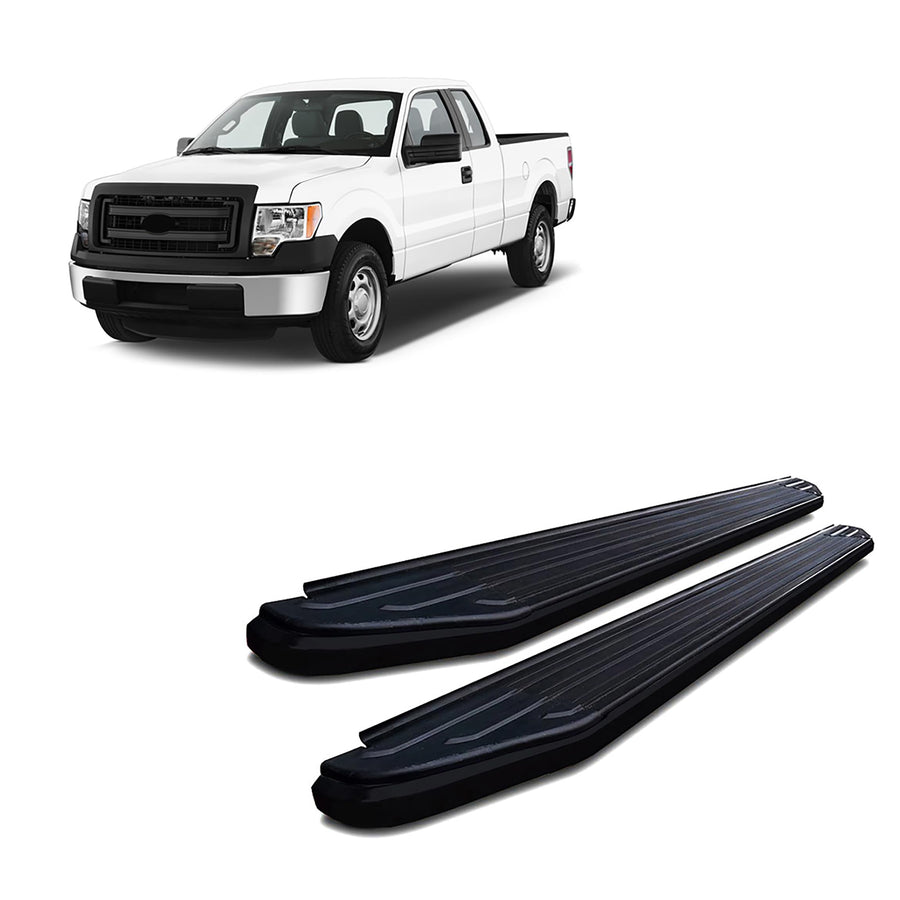 Peerless Black Horse Running Boards Black Compatible with 2004-2009 Ford F-150-PR-F379BK