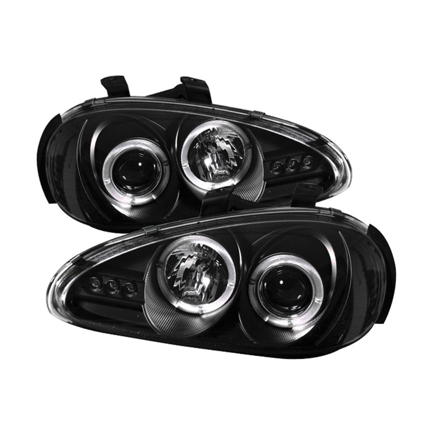 LED Halo Spyder Auto Projector Headlights Black/Clear 5011503