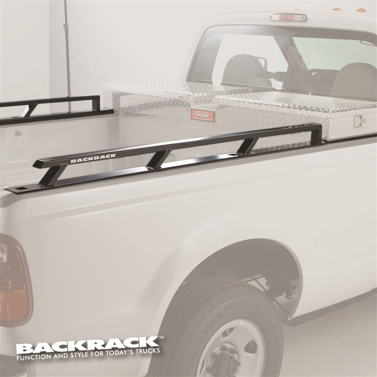 BACKRACK RealTruck Side Rails to use w/ 21" Toolbox | Black, No Drill | 80512TB | Fits 2004-2014 Ford F-150 8' Bed