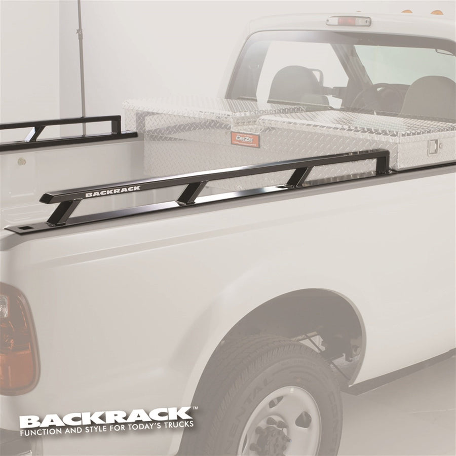 BACKRACK RealTruck Side Rails to use w/ 21" Toolbox | Black, No Drill | 80512TB | Fits 2004-2014 Ford F-150 8' Bed
