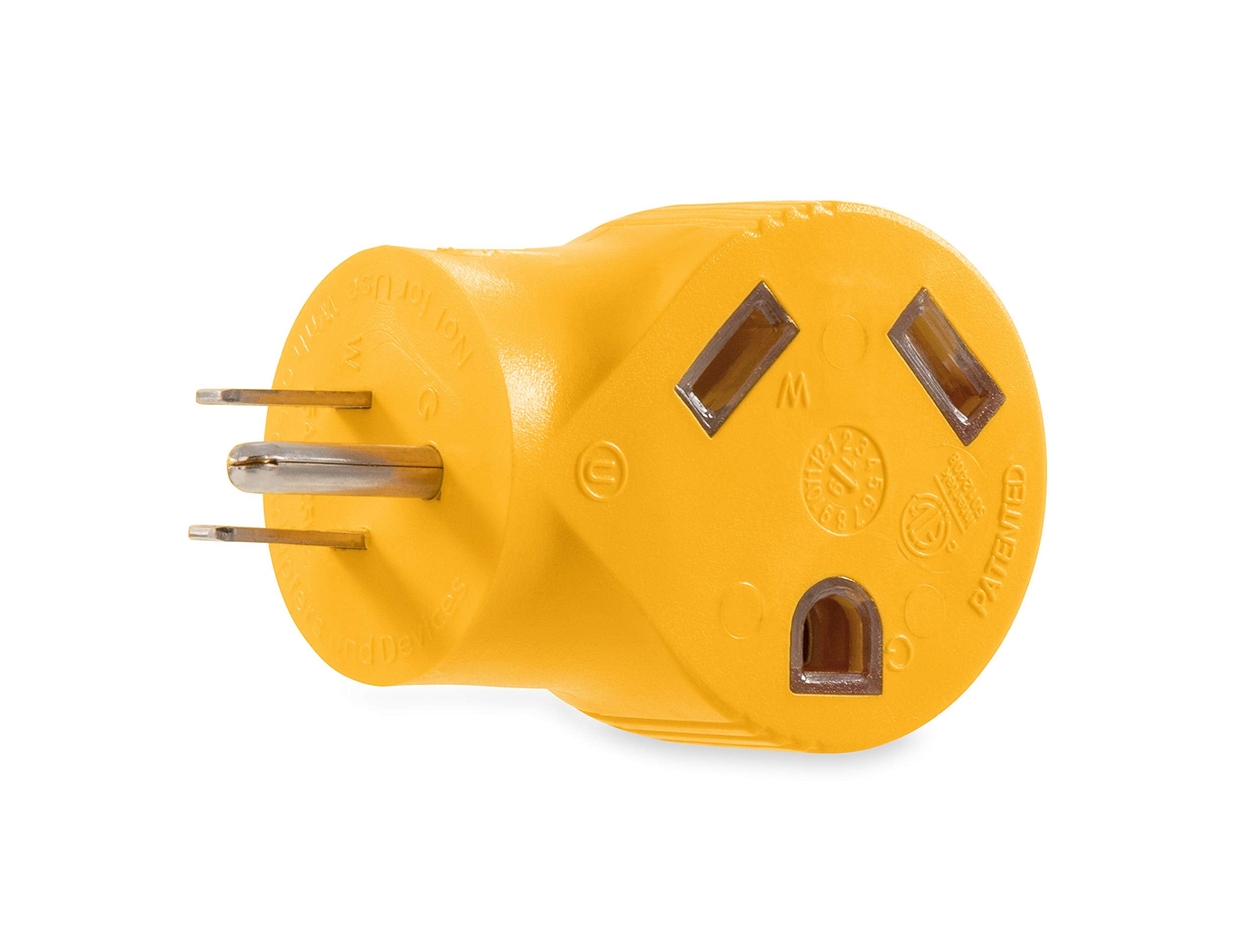 Camco 15 AMP Male / 55325 30 AMP Female 90 Degree Electrical Adapter, Yellow