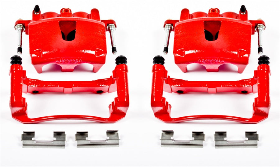 Power Stop S4990 Front Pair of High-Temp Red Powder Coated Calipers for Jeep Commander 2006-2010, Jeep Grand Cherokee 2005-2010 [Model Specific]