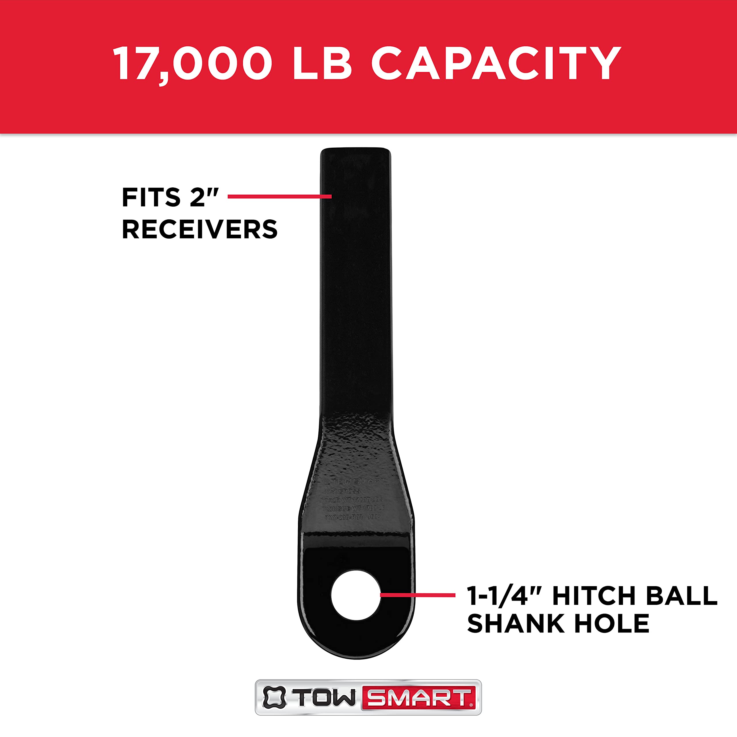 Class IV TOWSMART, 17,000 lb. 2 in. Drop x 1 in. Rise x 1-1/4 in. Shank Forged Steel Trailer Hitch Ball Mount