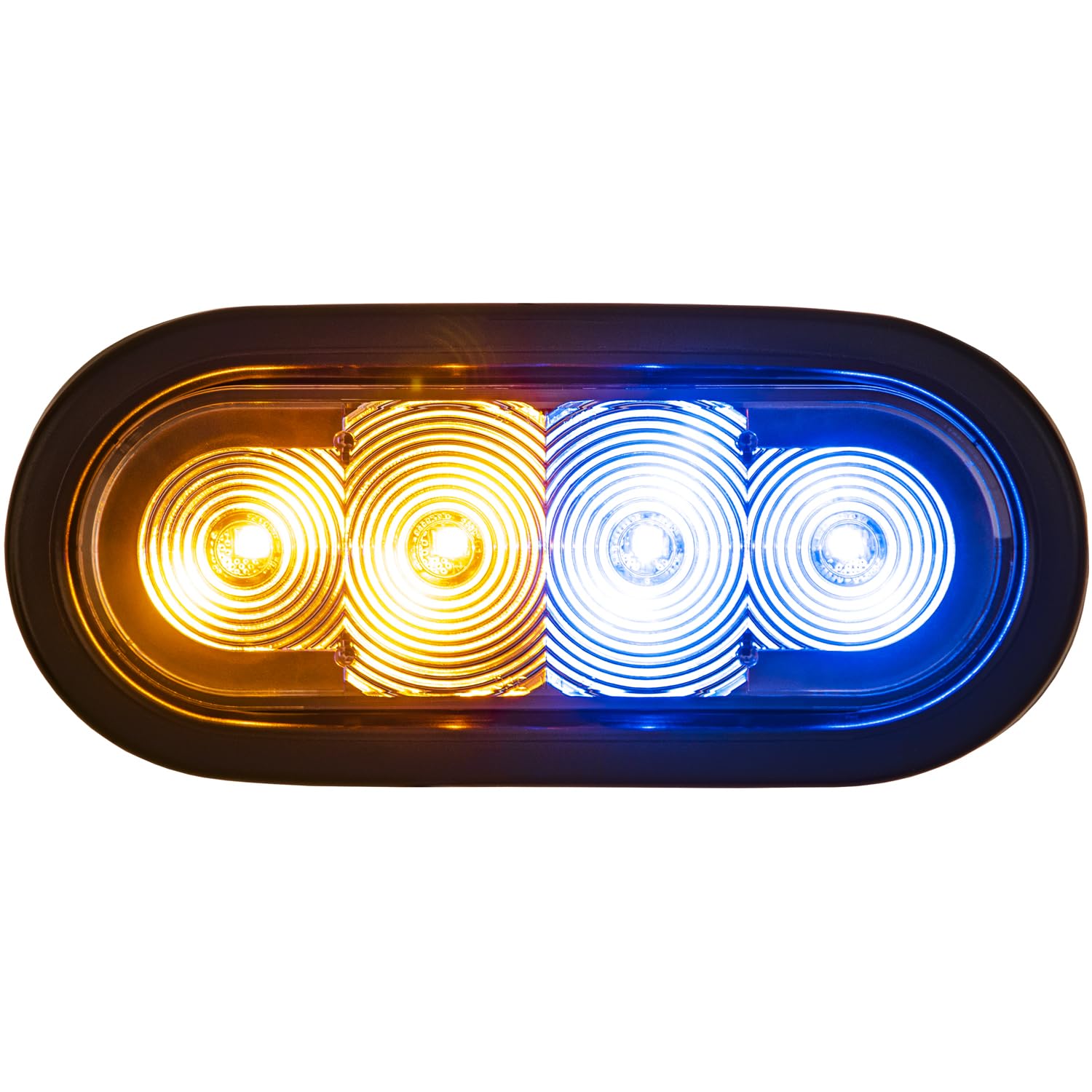6 Inch Buyers Products LED Oval Strobe Light for Trucks, Emergency & Trailer Lights – Amber/Blue LEDs with Clear Lens, SAE J595 Class 1, IP67 Waterproof, 12–24V, 5-Year Warranty