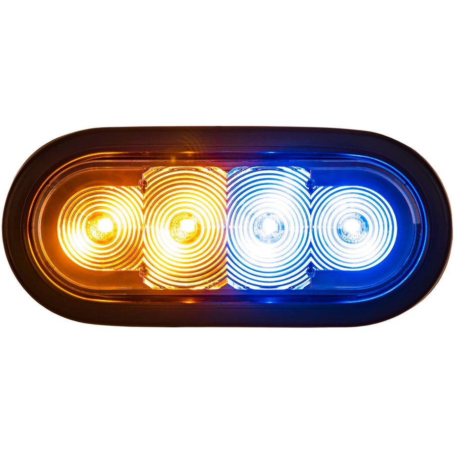 6 Inch Buyers Products LED Oval Strobe Light for Trucks, Emergency & Trailer Lights – Amber/Blue LEDs with Clear Lens, SAE J595 Class 1, IP67 Waterproof, 12–24V, 5-Year Warranty