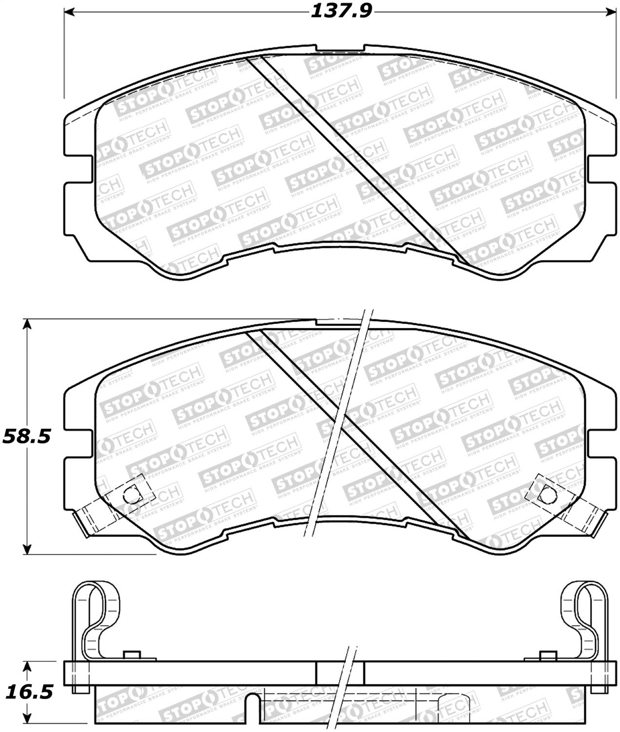 Front StopTech 308.05790 Brake Pads with Shims and Hardware Street