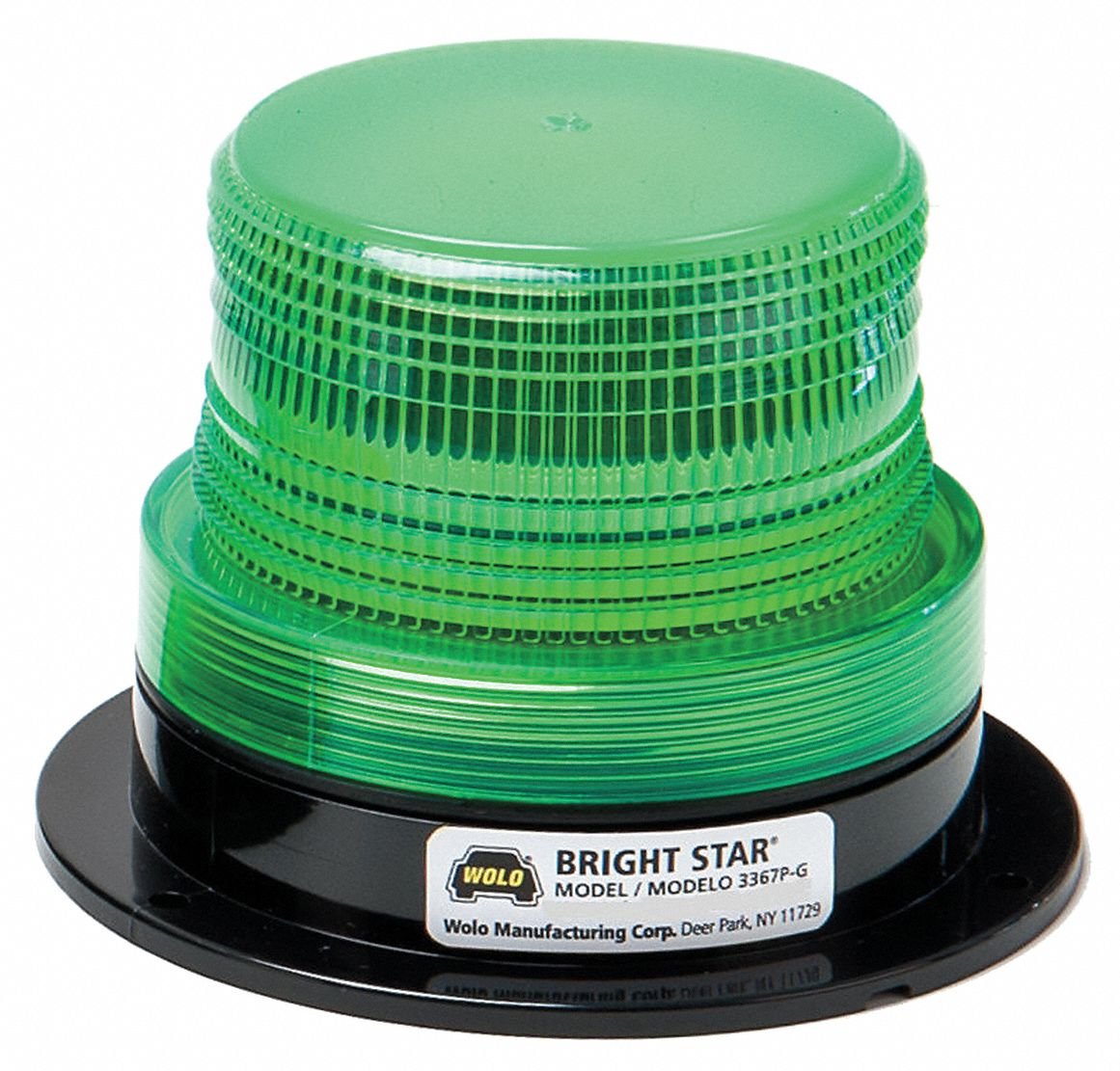 Bright Star Wolo (3367P-G) Emergency Warning Strobe Light - Green Lens, Permanent Mount