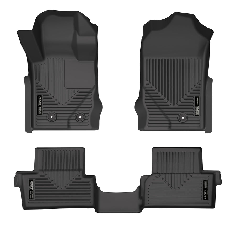 Weatherbeater Husky Liners Floor Mats | Fits 2021-2024 Ford Bronco 2-Dr. | Front & 2nd Row, 3-pc Black - 95311