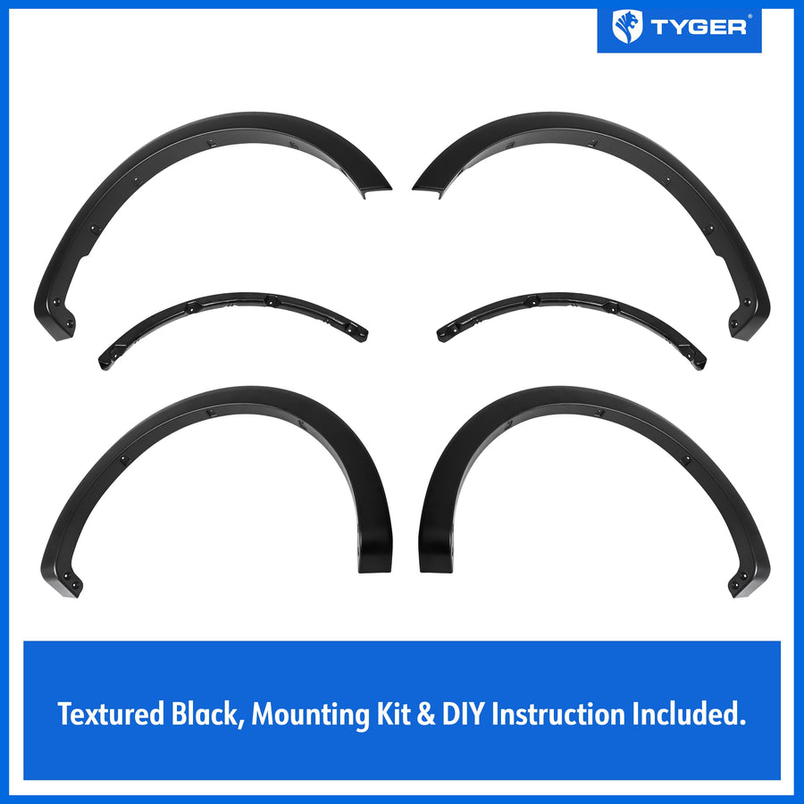 Tyger Auto Fender Flare Black Paintable Compatible with 2021-2023 Ford F-150, Textured Black Paintable Factory Style 4pc | TG-FF6F5008