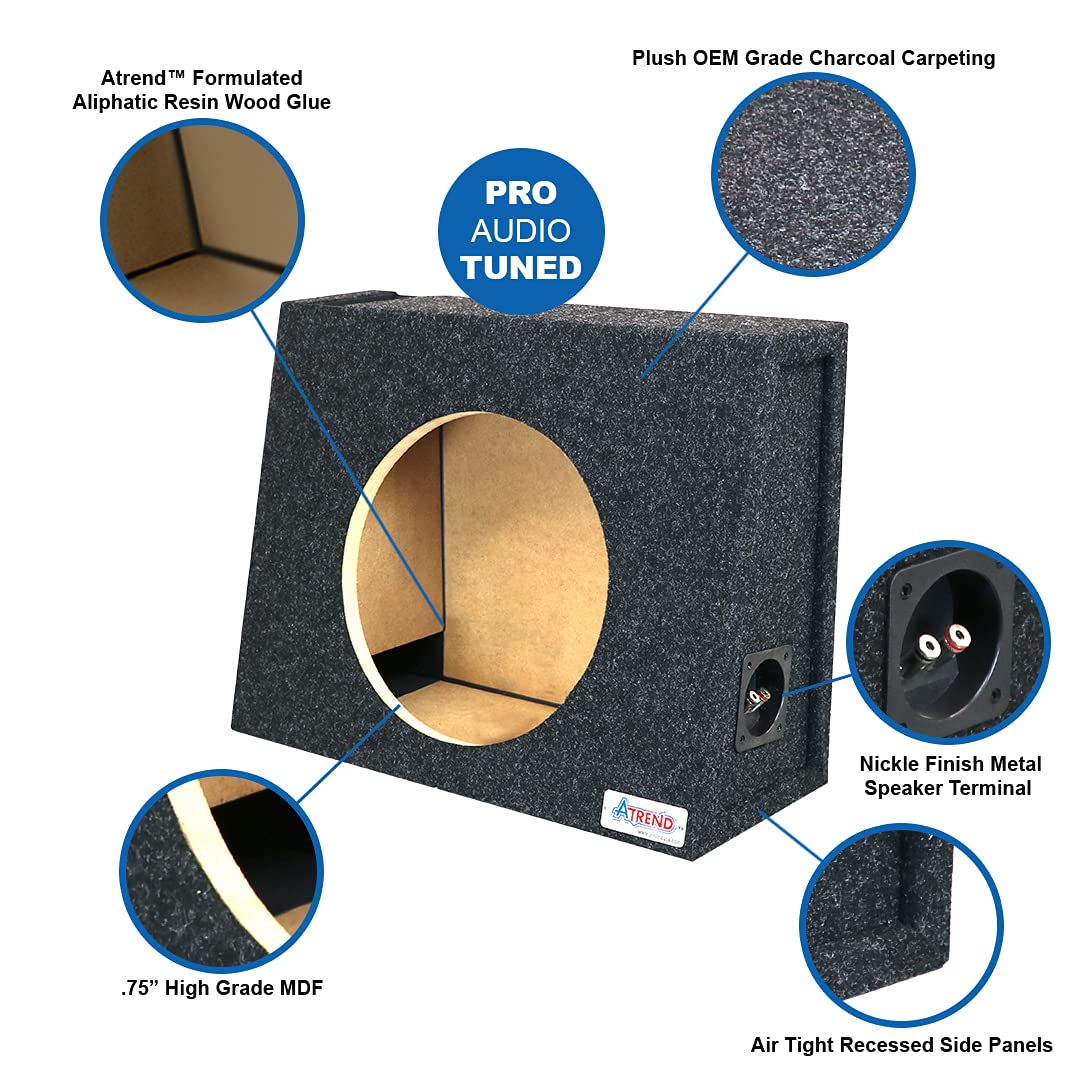 Single Vented Bbox 12 Inch Subwoofer Box - Universal Wedge Truck Enclosure - Premium Subwoofer Box Improves Audio Quality, Sound & Bass - Car Subwoofer Boxes & Enclosures with Nickel Finish Terminals