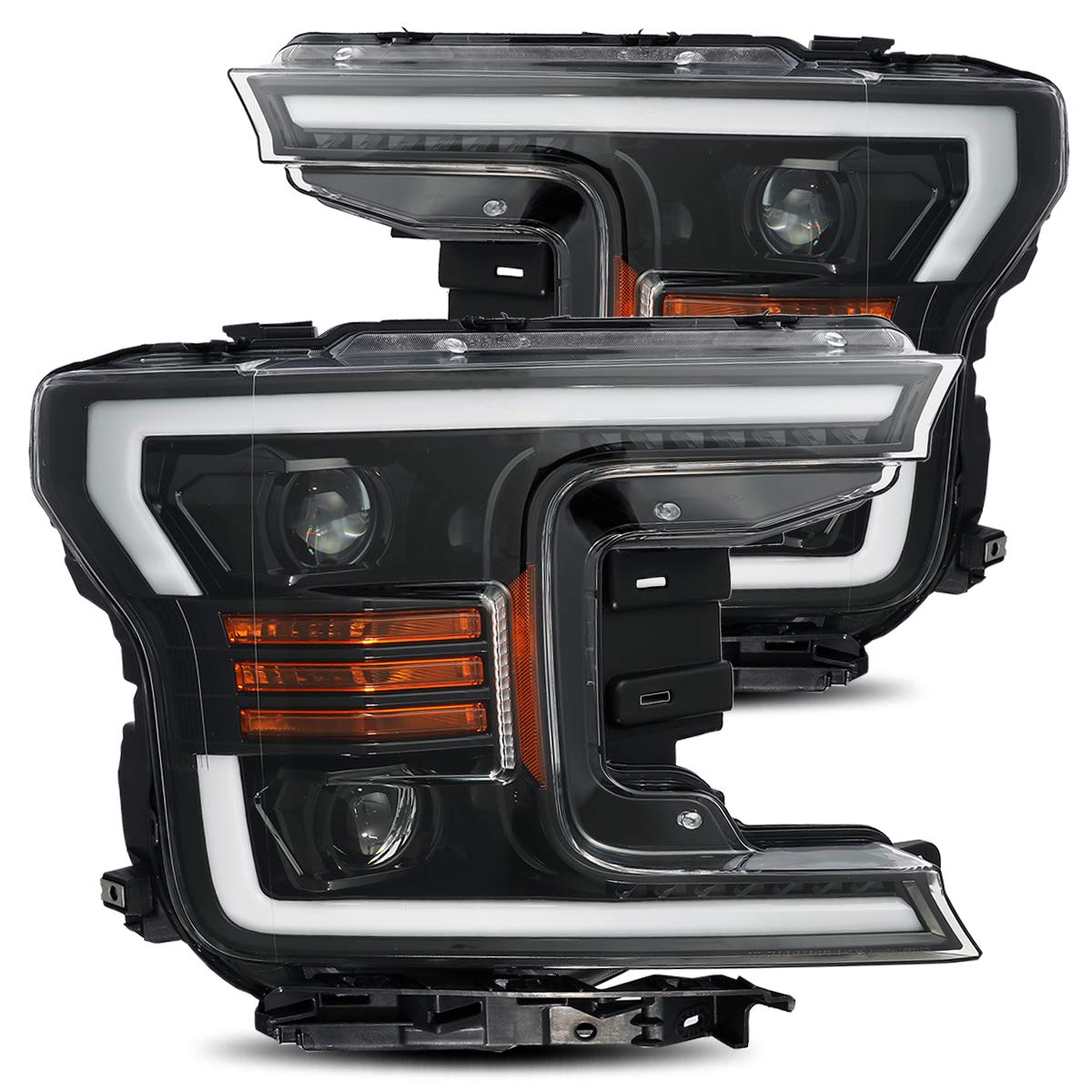 18-19 Ford F-150 AlphaRex (880188) Proj Headlights Plank Style Gloss Blk w/Activ Light/Seq Signal