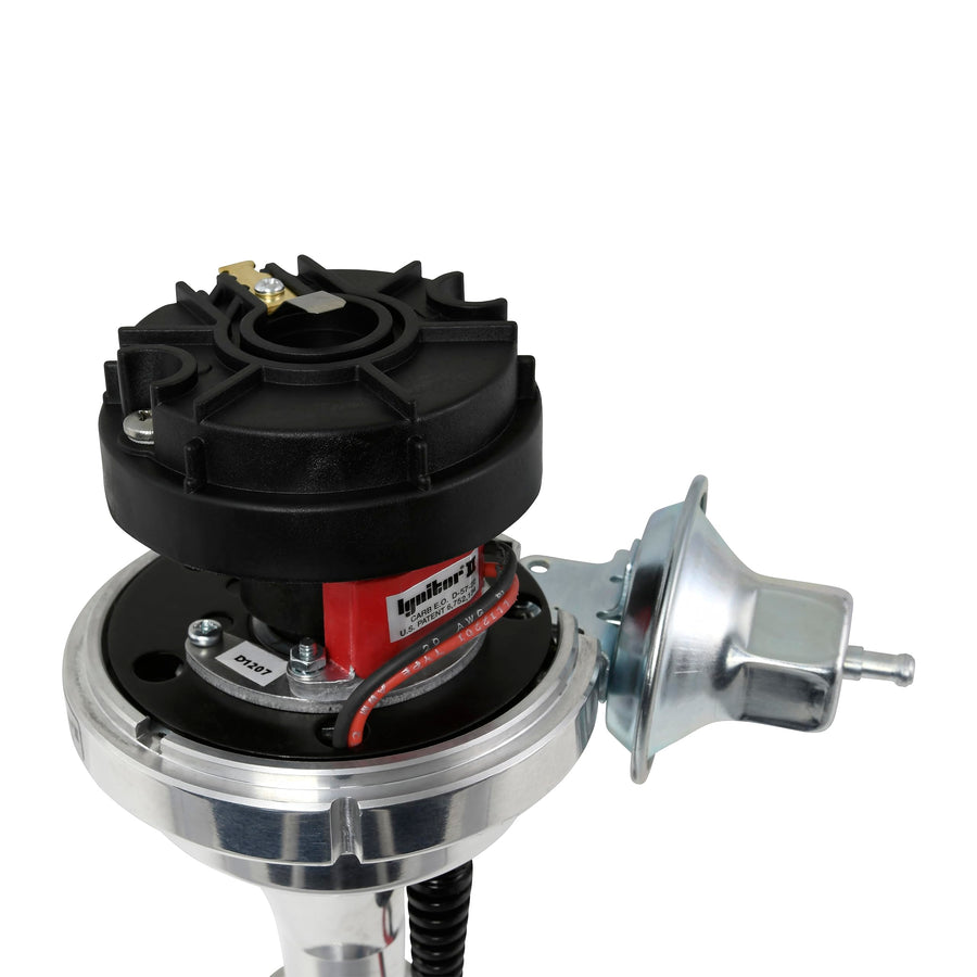 Pertronix D120700 Flame-Thrower Vacuum Advance Pontiac V8 Plug and Play Black Cap Billet Electronic Distributor with Ignitor II Technology for Pontiac V8