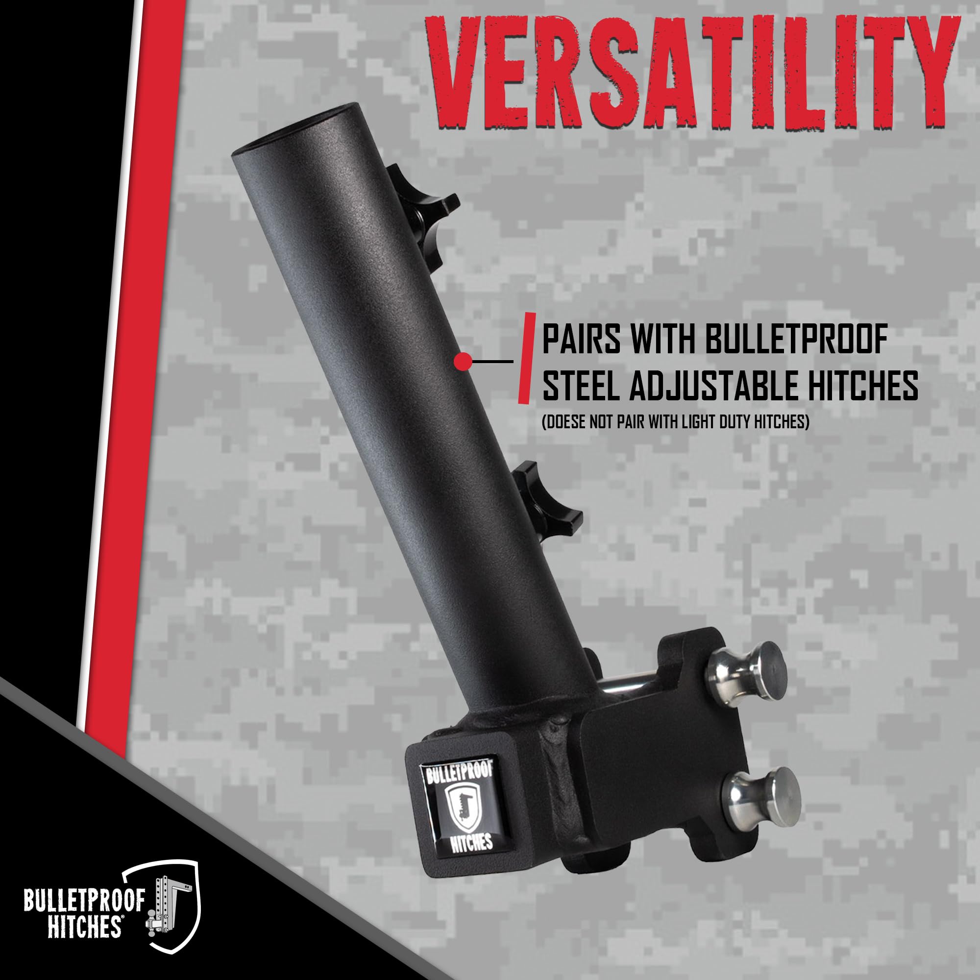 Trailer Hitch Flag Pole Holder - BulletProof Hitches - Flag Holder for Truck, RV, & SUV - Solid Steel, Corrosion Resistant, Black Powder Coat