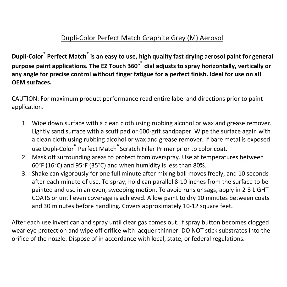 Honda Graphite Grey Metallic, NH91M – Dupli-Color EBHA09287 Perfect Match Automotive Spray Paint – 8 oz. Aerosol Can
