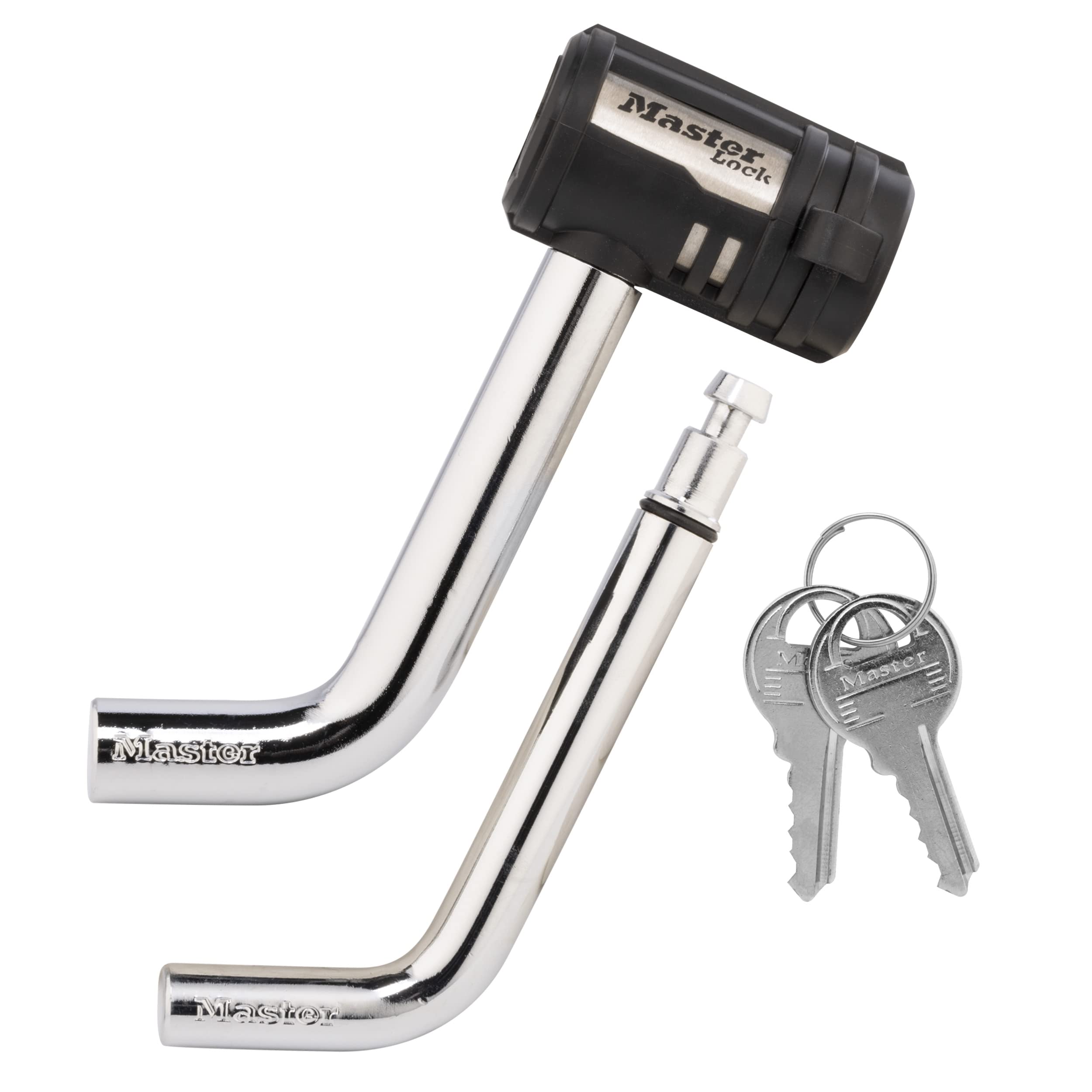 Master Lock 2866DAT Receiver Lock, 1/2 in. and 5/8 in. Swivel Head, Weather Resistant Trailer Coupler Locking Hitch Pin with Keys for Protecting Trailers, RVs