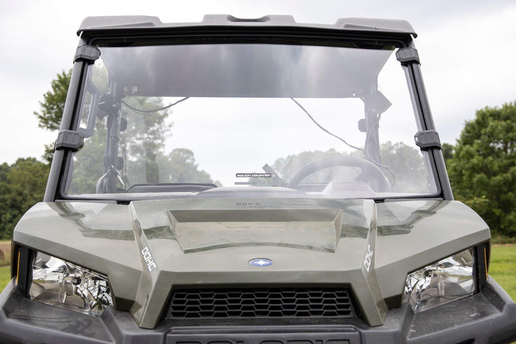 Full Windshield Rough Country for Polaris Ranger 500/Ranger 800 Mid-Size (2010-2024) - Scratch Resistant Polycarbonate, Easy Install