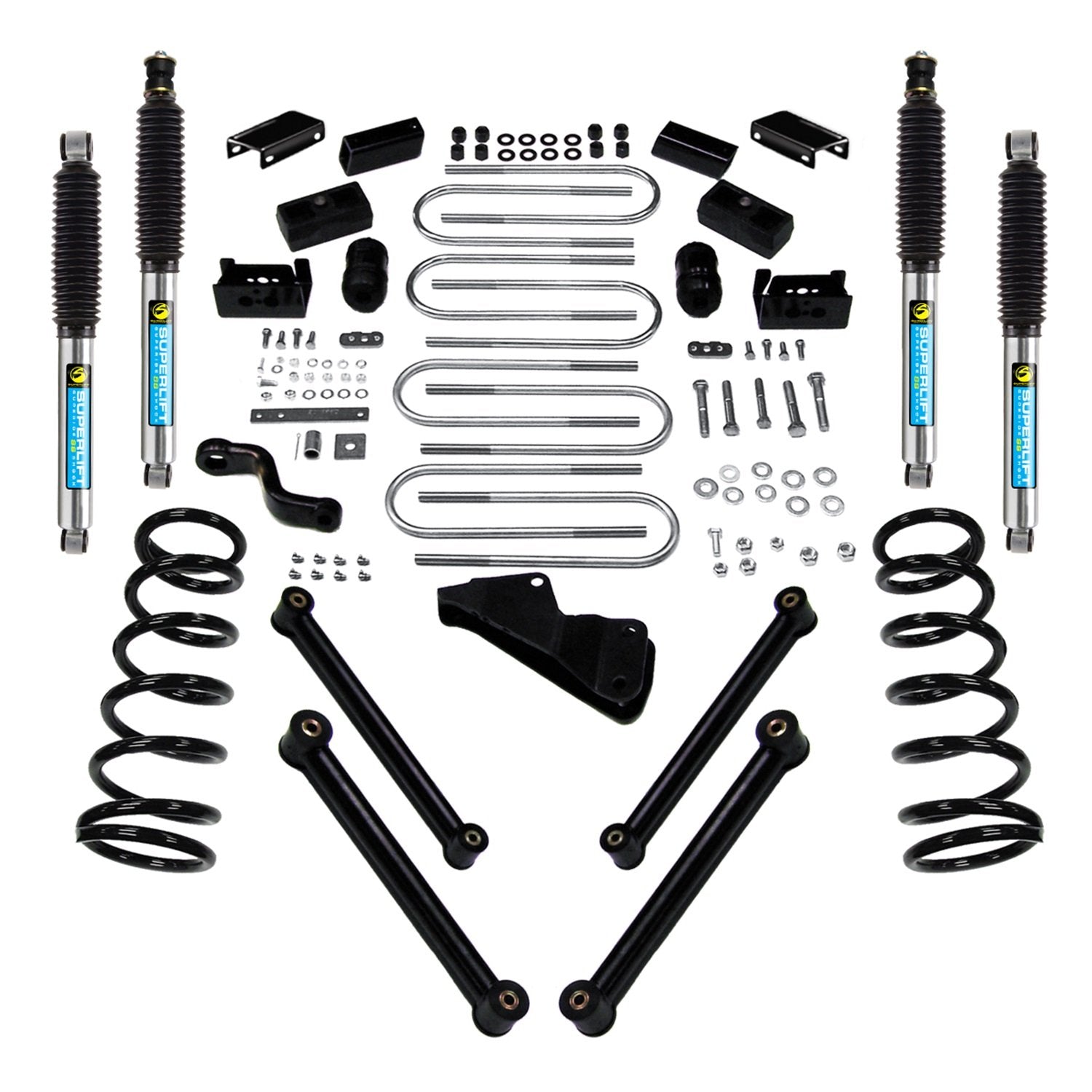 SUPERLIFT SUSPENSION RealTruck Shocks | Front & Rear with Shadow Series Shocks | 84001 | Fits 1988-1998 GM 2500 / 3500 4WD 8-Lug; 1996-1999 Suburban; 1993-1998 GM K1500 4WD with 5-7" Lift
