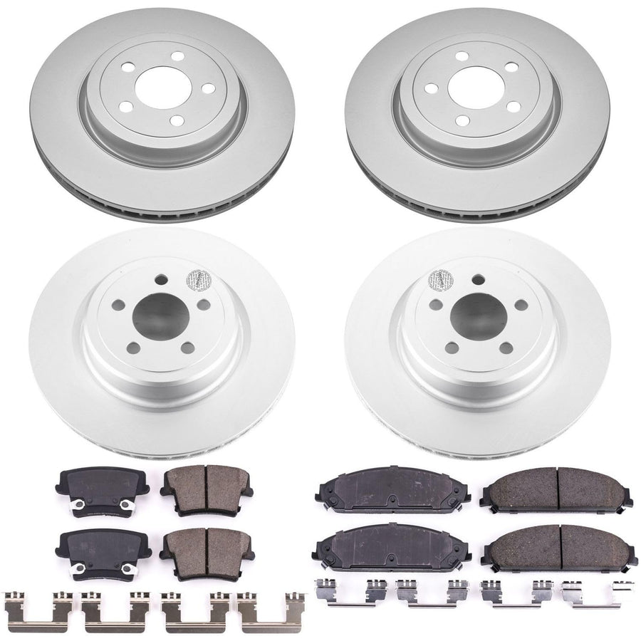 Power Stop CRK5457 Brake Rotor and Coated Ceramic Brake Pads- Front & Rear For Dodge Charger 2006-2014 | Dodge Magnum 2006-2008 [Vehicle Specific]