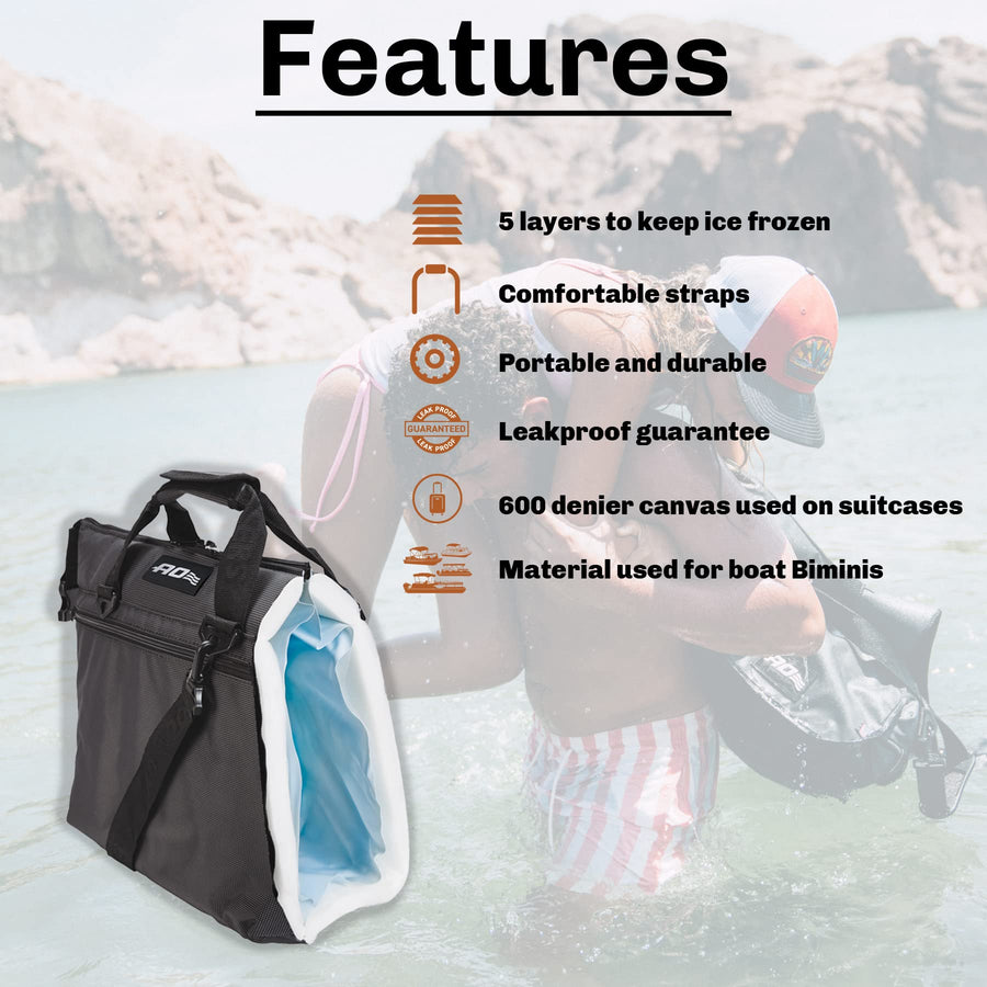 Caravan AO Coolers Canvas Soft Cooler with High-Density Insulation, Oversized Storage Pockets, Navy, 24-Can