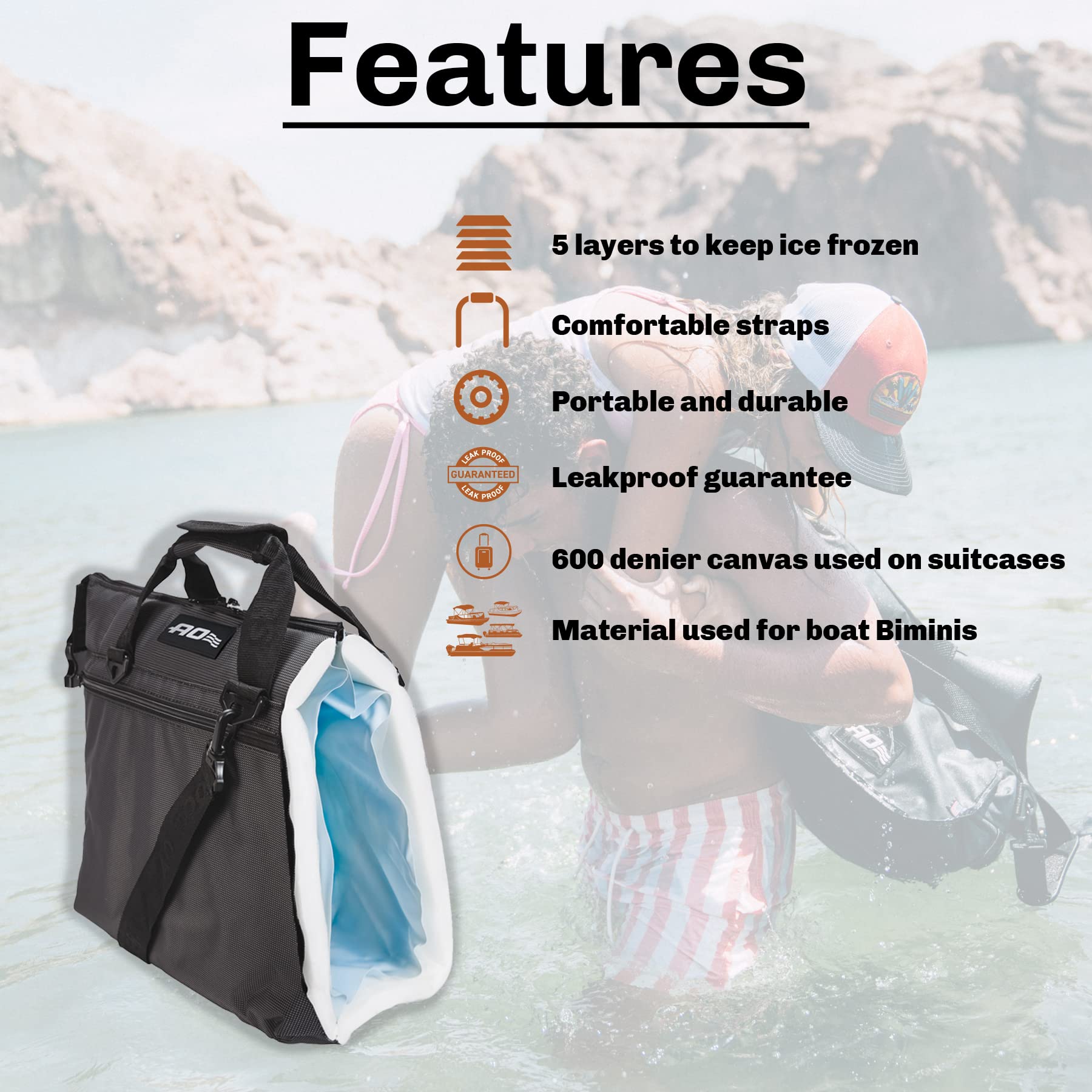 Caravan AO Coolers Canvas Soft Cooler with High-Density Insulation, Oversized Storage Pockets, Navy, 24-Can