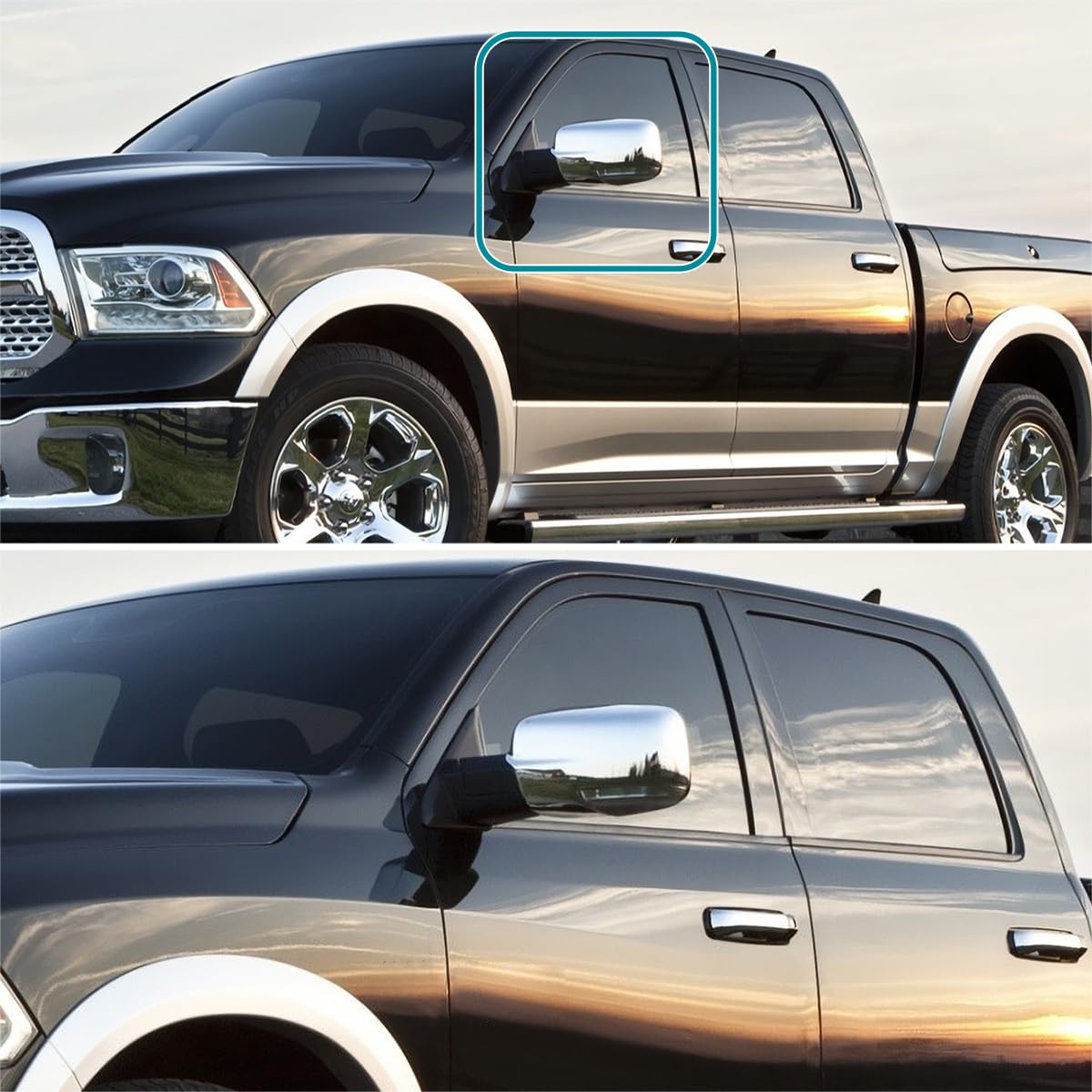 Left Driver Side Mirror Spec-D Tuning Power Fold Heated Temper Sensor Chrome Compatible with 2013-2019 Dodge Ram 1500