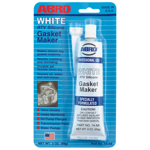 RTV Silicone Sealant and Gasket Maker ABRO: Up to 500 Degree F Heat, High Temp Silicone Sealant, 3 oz/85g Tube - White
