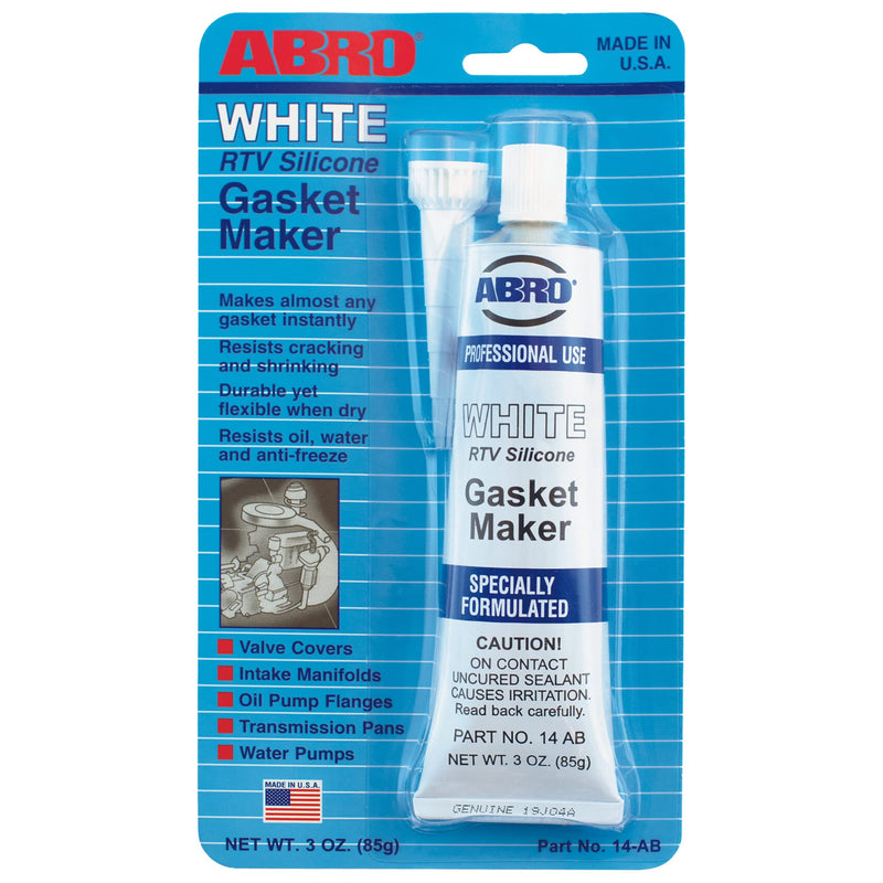 RTV Silicone Sealant and Gasket Maker ABRO: Up to 500 Degree F Heat, High Temp Silicone Sealant, 3 oz/85g Tube - White