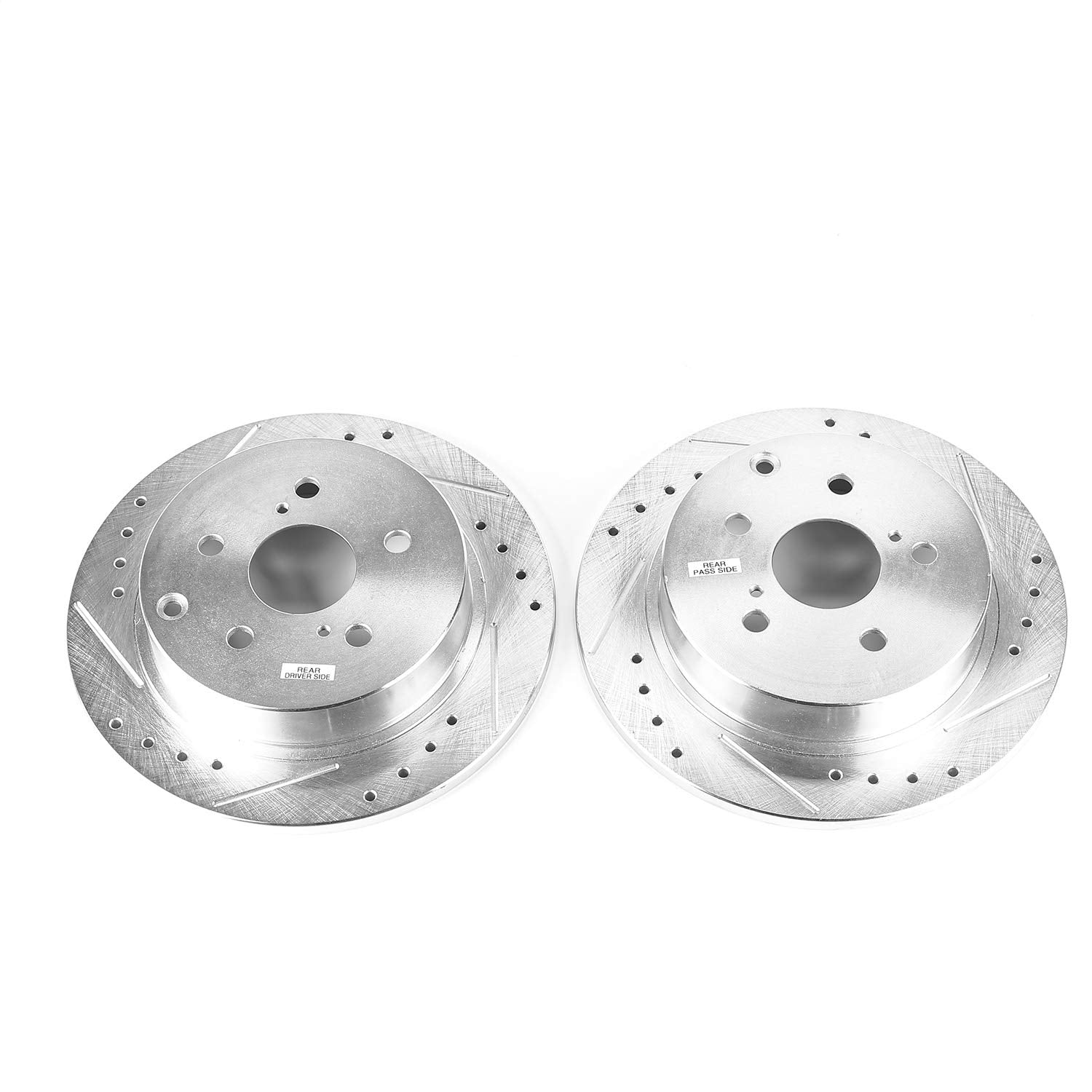 Power Stop Rear JBR1542XPR Drilled and Slotted Rotor Pair For Toyota Mirai 2016-2019, Toyota Prius V 2012-2018 [Model Specific]