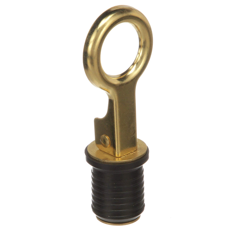 Attwood Snap-Handle 7524A7 Drain Plug, For 1-Inch-Diameter Drains, Locks in Place, Brass Handle, Rubber Plug
