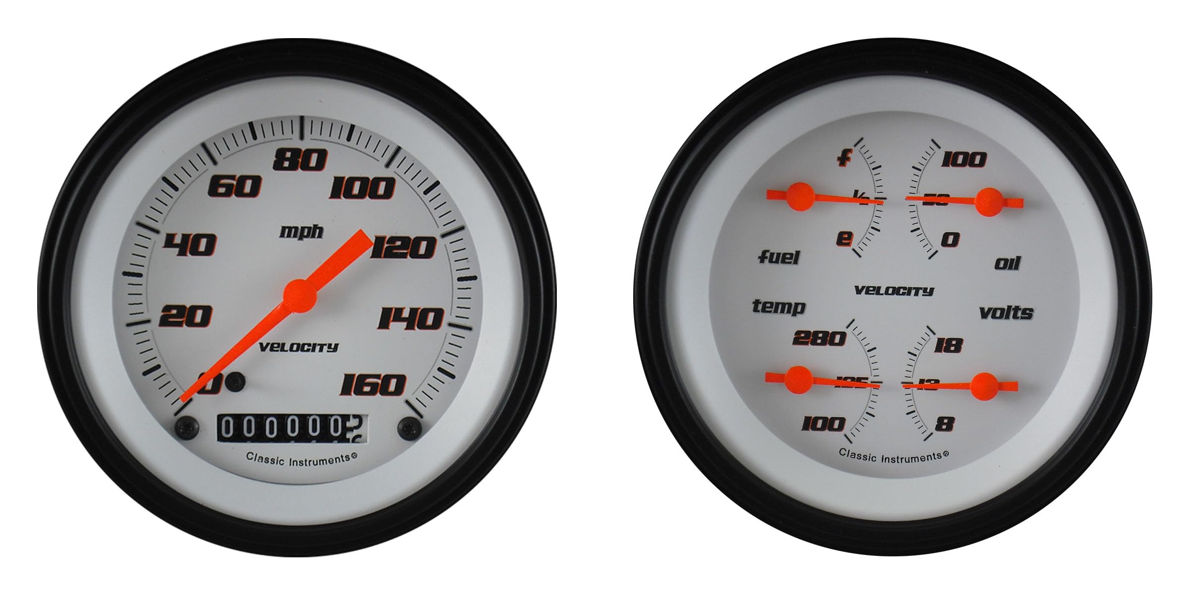 Velocity White Classic Instruments VS02WBLF Two Gauge Set